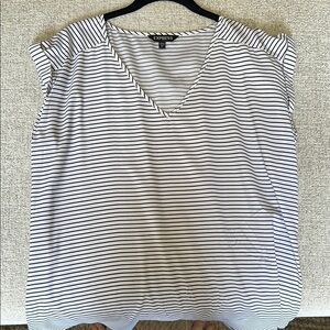 Express White and Blue Cap Sleeve Blouse